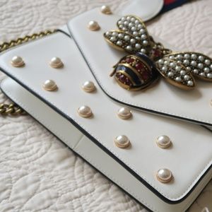 White Bee Crossbody Bag with two straps